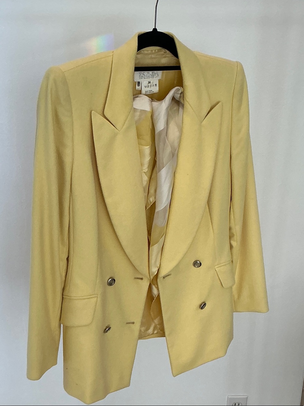 Escada Pale Yellow Double-Breasted Blazer